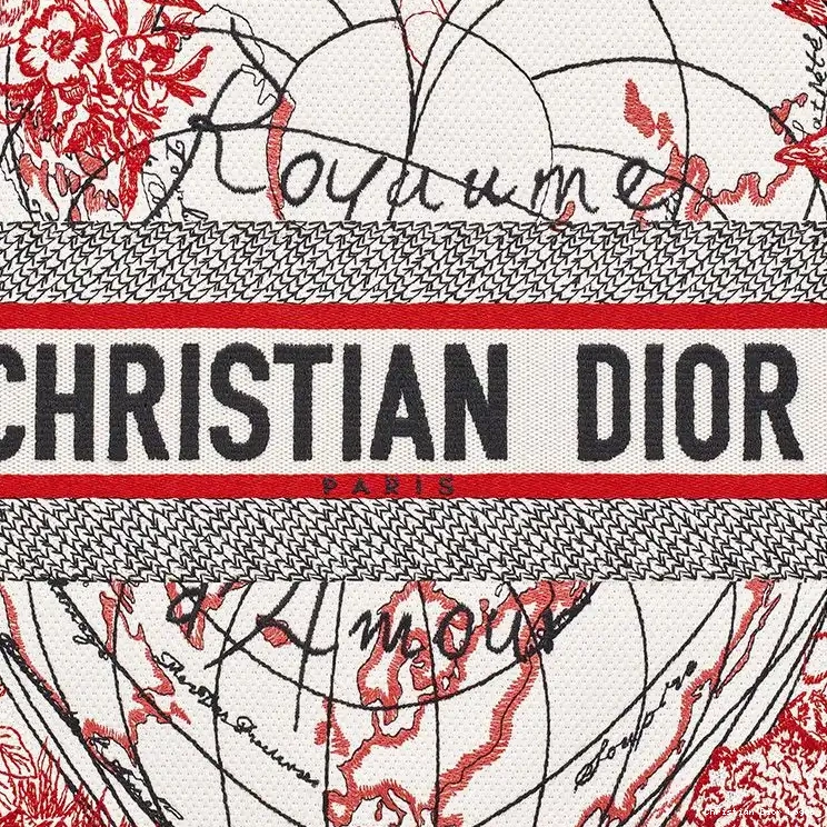 Cheap Motif D-Royaume d'Amour Red White Dior Dioramour Canvas Book Tote 0405 Luxury